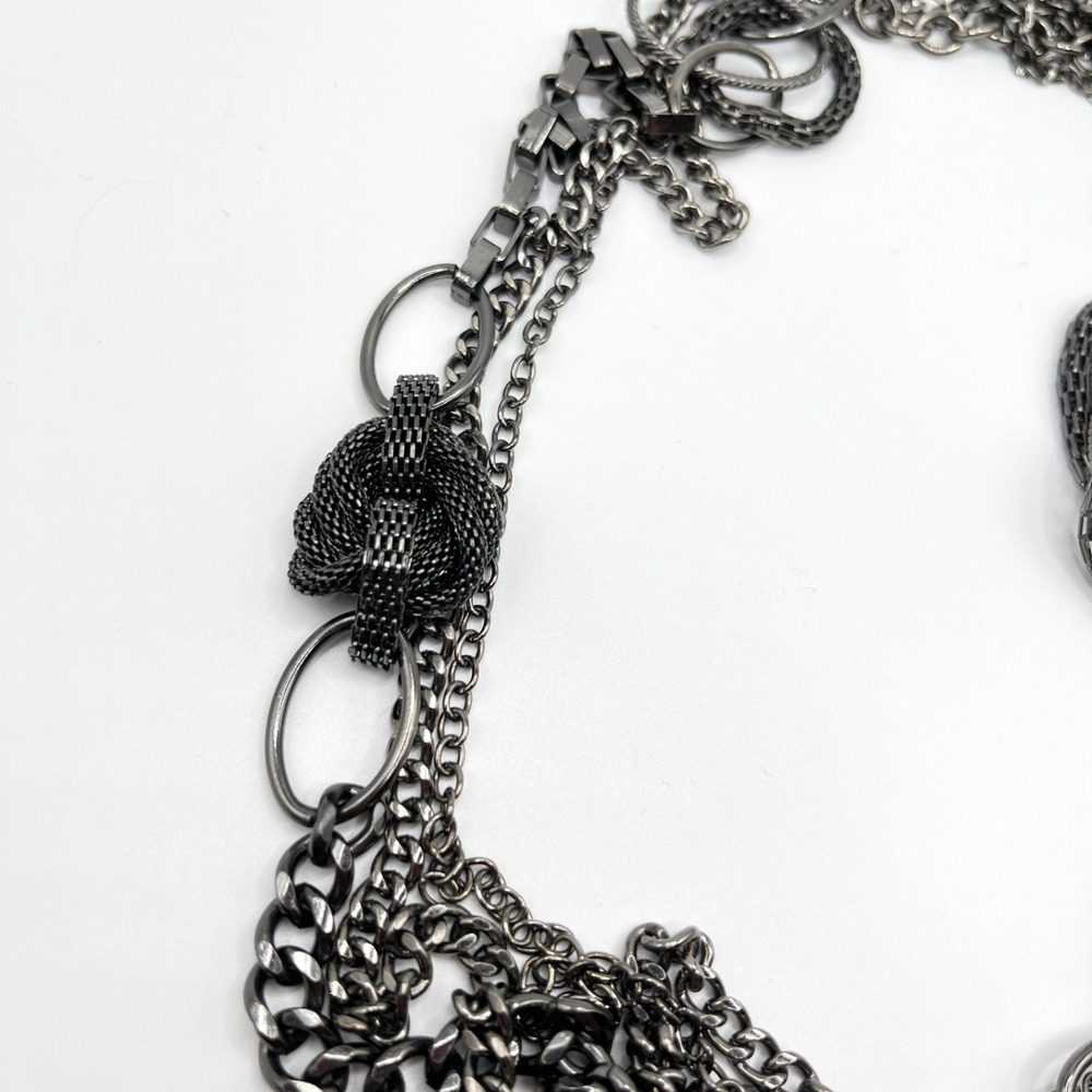 Premier Designs Gunmetal Multilayer Chain Necklace with Intricate Oval Links 36" - Picture 12 of 14